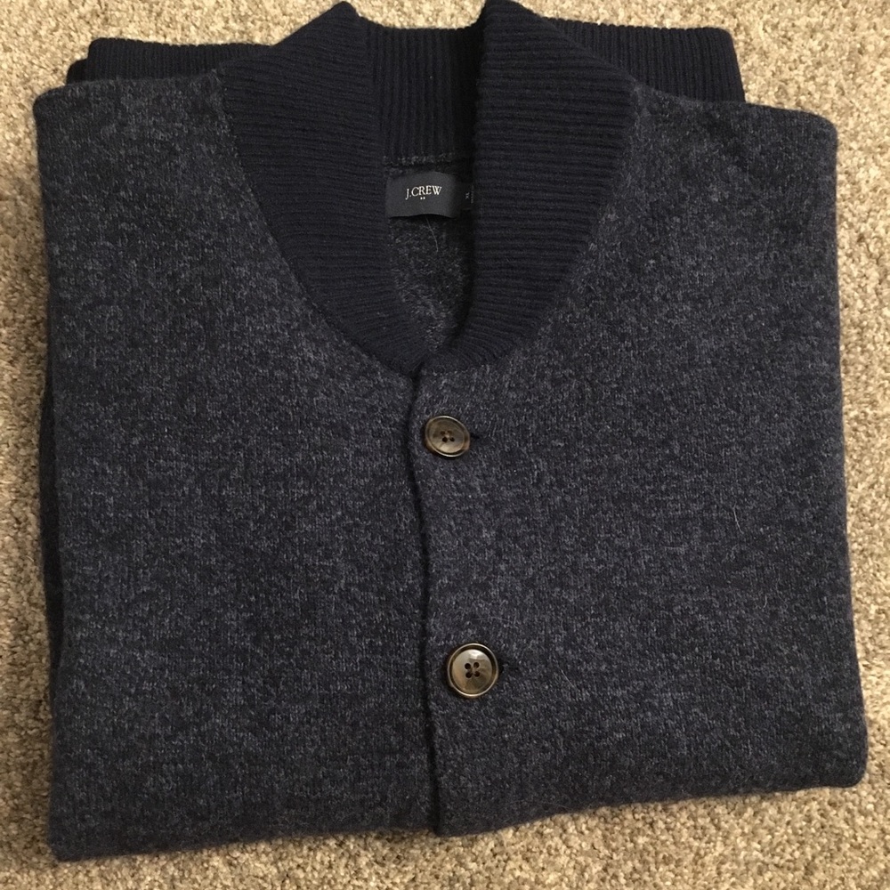 Men’s J Crew 100% Lambswool Navy Bomber